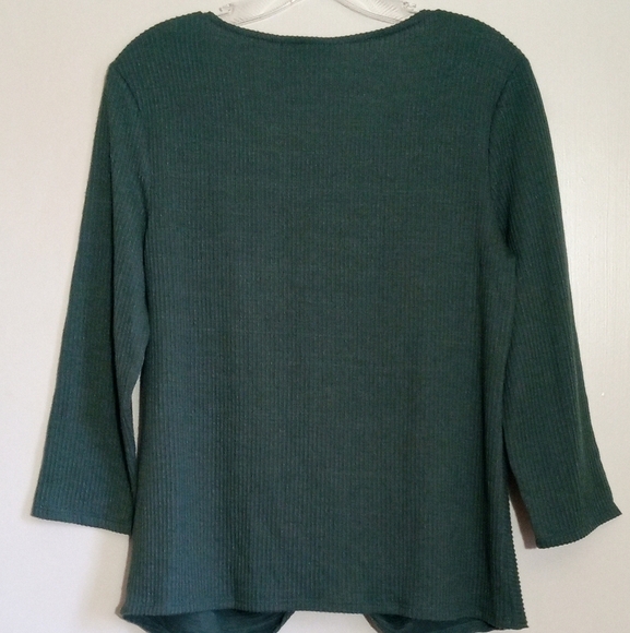 W5 forest green ribbed scoop neck top hem knot women size L - Picture 6 of 6